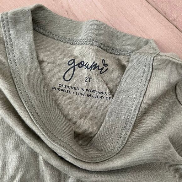NWT Goumi Kids Artichoke Biker Set SZ 2T Toddler Shorts Tee Bamboo Green Organic - Picture 2 of 3